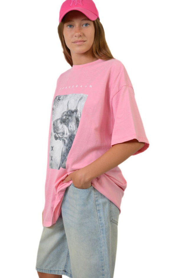Футболка для дівчинки на літо 2862 котон рожевий DOBERMAN XX one size(р)