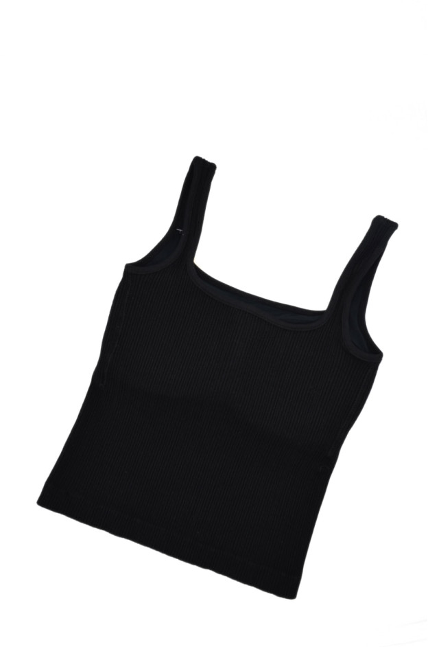 Майка-топ для дівчинки на літо 8535 котон чорний плетіння рубчик one size(р)