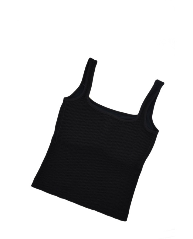 Майка-топ для дівчинки на літо 8535 котон чорний плетіння рубчик one size(р)