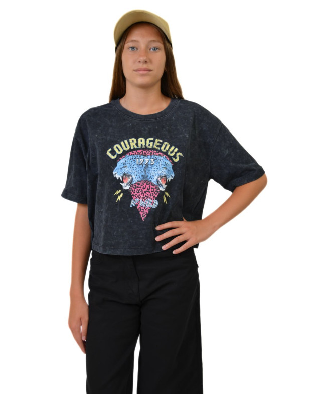 Футболка для дівчинки на літо 500008 котон графіт COURAGEOUS варенка укорочена one size(р) 