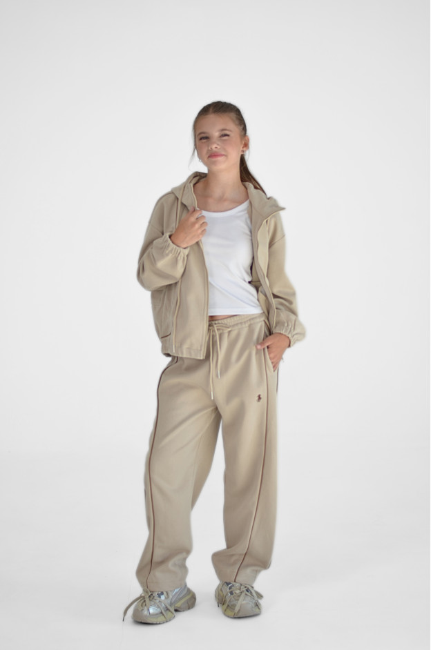 Костюм спорт для дівчинки весна-осінь W6079 котон світлий беж RALF LAUREN 130(р)
