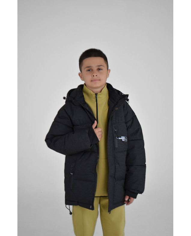 Куртка для хлопчика на зиму M25002 холофайбер/велюр чорний написи 134(р) 