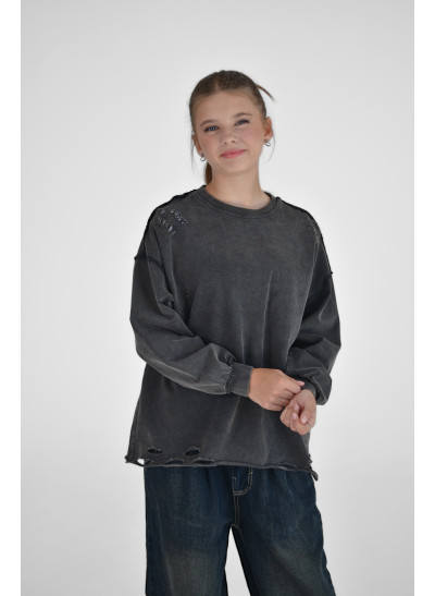 Світшот для дівчинки весна-осінь 25188 котон антрацит рванка вінтаж 120(р)