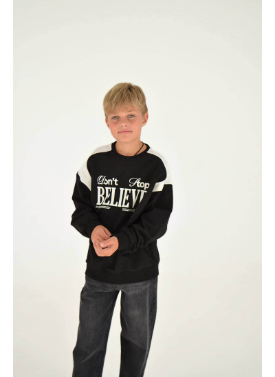 Світшот для хлопчика весна-осінь 25SE162 котон чорний/білий Believe 128(р) 