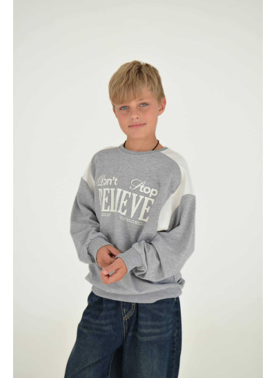 Світшот для хлопчика весна-осінь 25SE162 котон сірий/білий Believe 128(р) 