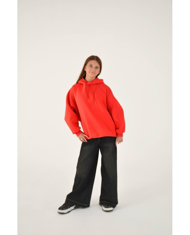 Худі для дівчинки на зиму 25WB128B котон/фліс кораловий oversize 146(р)