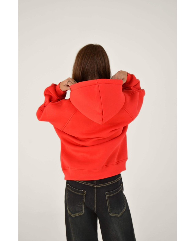 Худі для дівчинки на зиму 25WB128B котон/фліс кораловий oversize 146(р)