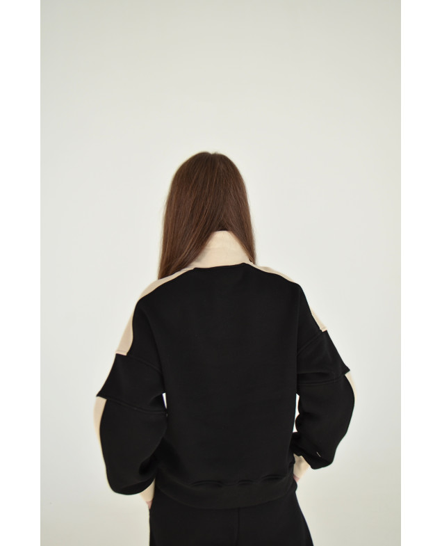 Костюм спорт для дівчинки на зиму 25WB086 котон/фліс чорний/лате Casual 146(р)