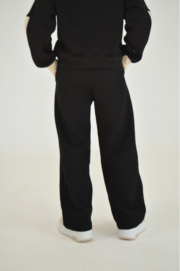 Костюм спорт для дівчинки на зиму 25WB086 котон/фліс чорний/лате Casual 146(р)