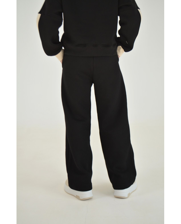 Костюм спорт для дівчинки на зиму 25WB086 котон/фліс чорний/лате Casual 146(р)