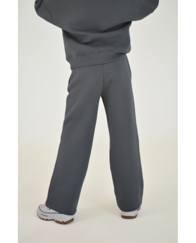 Костюм спорт для дівчинки на зиму 25WB086 котон/фліс сірий/білий Casual 140(р) 