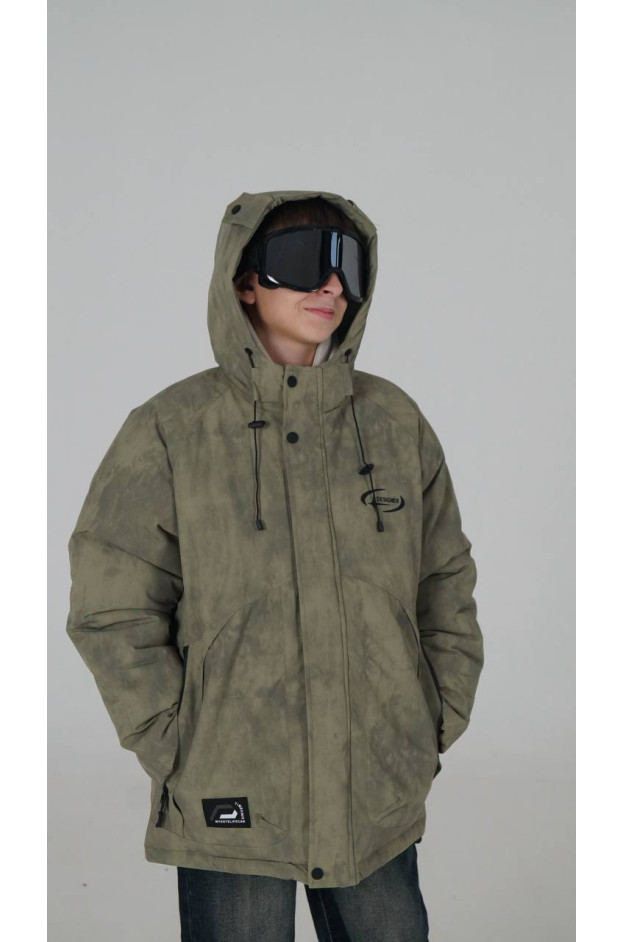 Куртка для хлопчика на зиму M25013 холофайбер/велюр хакі Designer з окулярами 128(р)