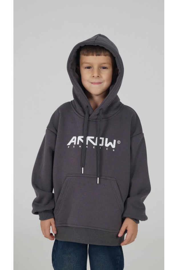 Худі для хлопчика на зиму W9012 котон/велюр графіт Arrow 122(р)