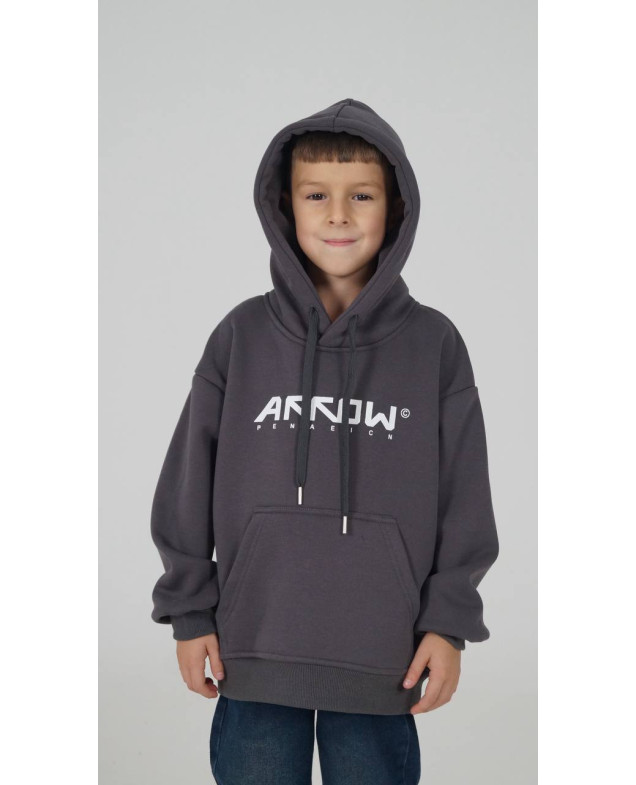 Худі для хлопчика на зиму W9012 котон/велюр графіт Arrow 122(р)