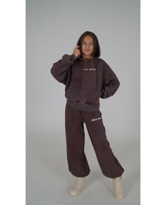 Костюм спорт для дівчинки на зиму 500237 котон/фліс коричневий Miu miu вінтаж L(р)