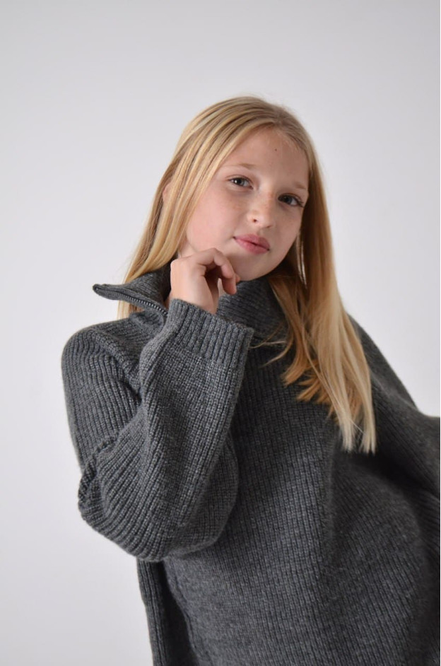 Костюм для дівчинки на зиму LY1011 віскоза графіт в'язка з блискавкою 110(р) 
