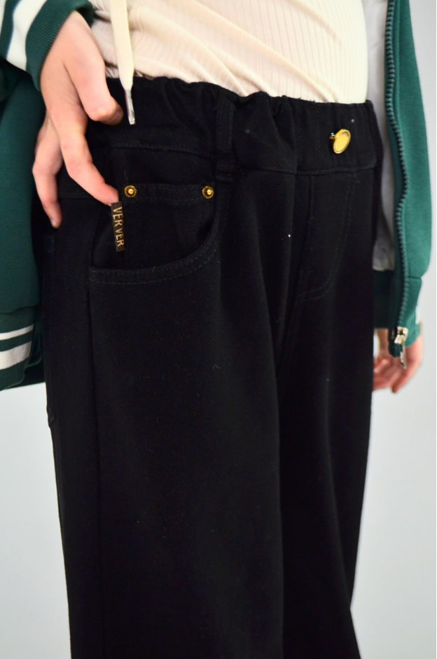 Джинси для дівчинки на зиму D263005 котон/велюр чорний Inspired mom,палаццо 150(30)(р)