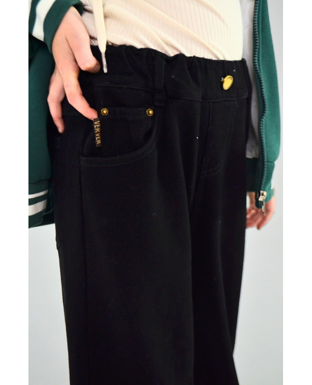 Джинси для дівчинки на зиму D263005 котон/велюр чорний Inspired mom,палаццо 150(30)(р)