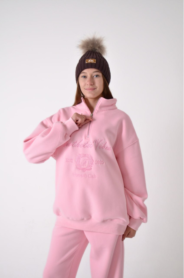 Костюм спорт для дівчинки на зиму 9366 котон/велюр світлий рожевий Women's Club L(р)