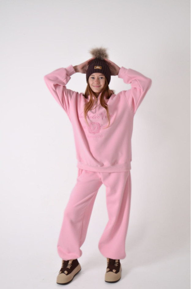 Костюм спорт для дівчинки на зиму 9366 котон/велюр світлий рожевий Women's Club L(р)