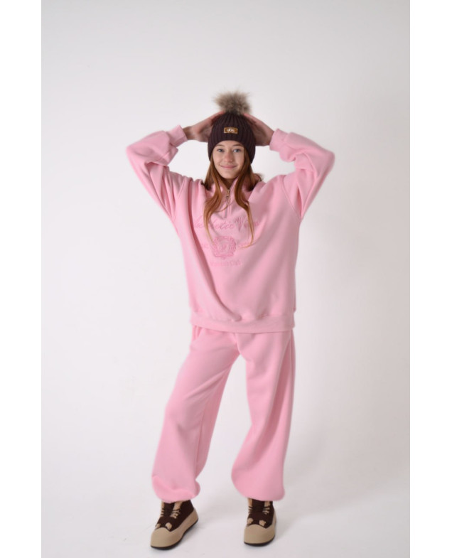 Костюм спорт для дівчинки на зиму 9366 котон/велюр світлий рожевий Women's Club L(р)