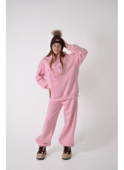Костюм спорт для дівчинки на зиму 9366 котон/велюр світлий рожевий Women's Club L(р)
