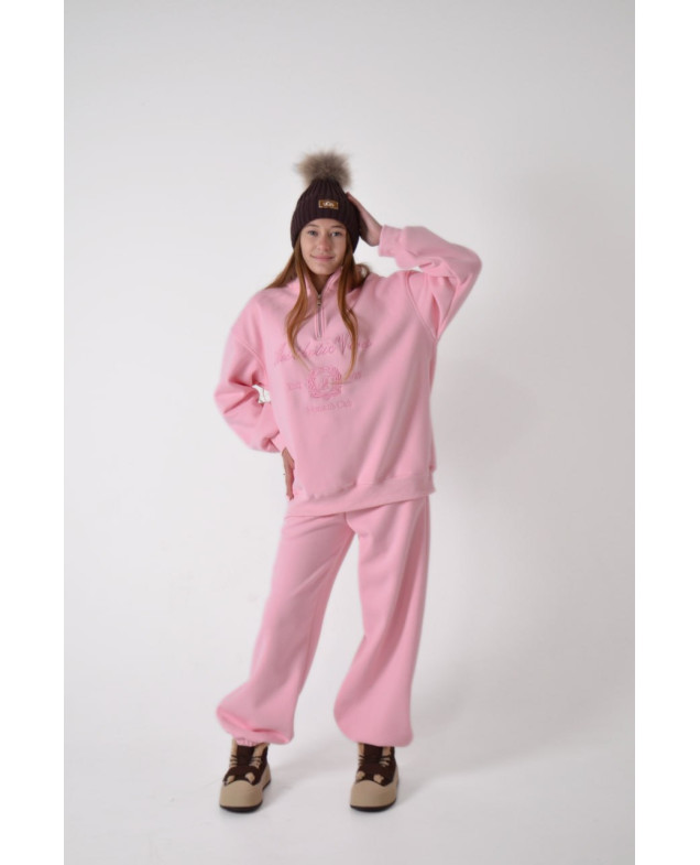 Костюм спорт для дівчинки на зиму 9366 котон/велюр світлий рожевий Women's Club L(р)