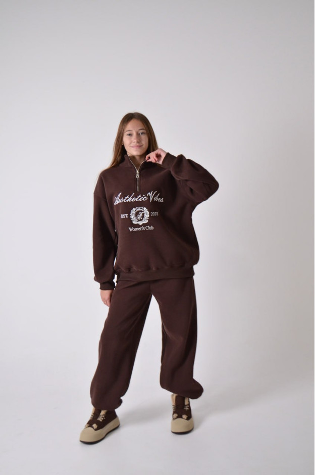 Костюм спорт для дівчинки на зиму 9366 котон/велюр шоколад Women's Club XL(р) 