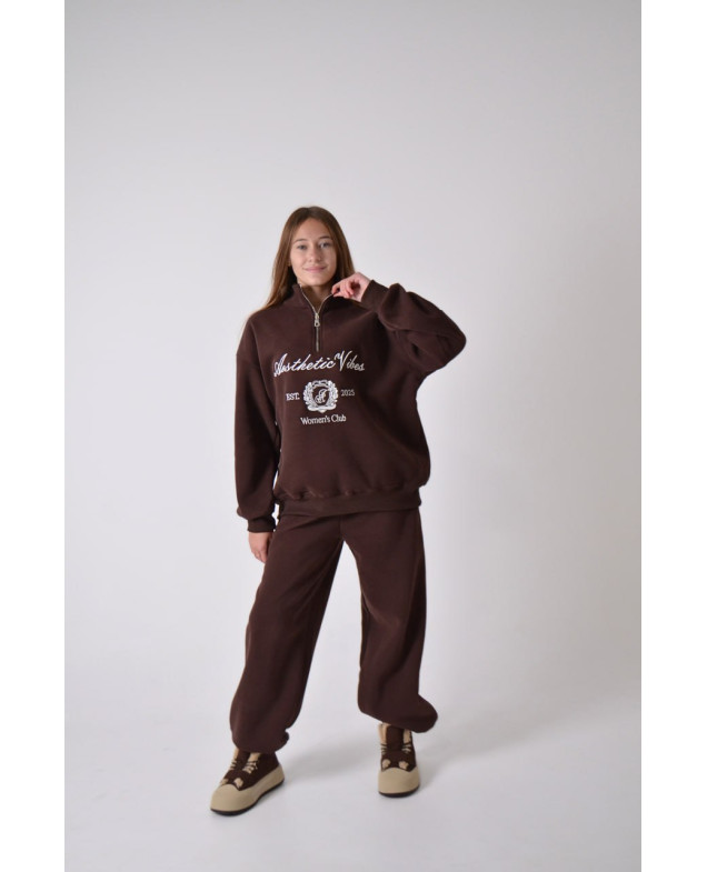 Костюм спорт для дівчинки на зиму 9366 котон/велюр шоколад Women's Club XL(р) 