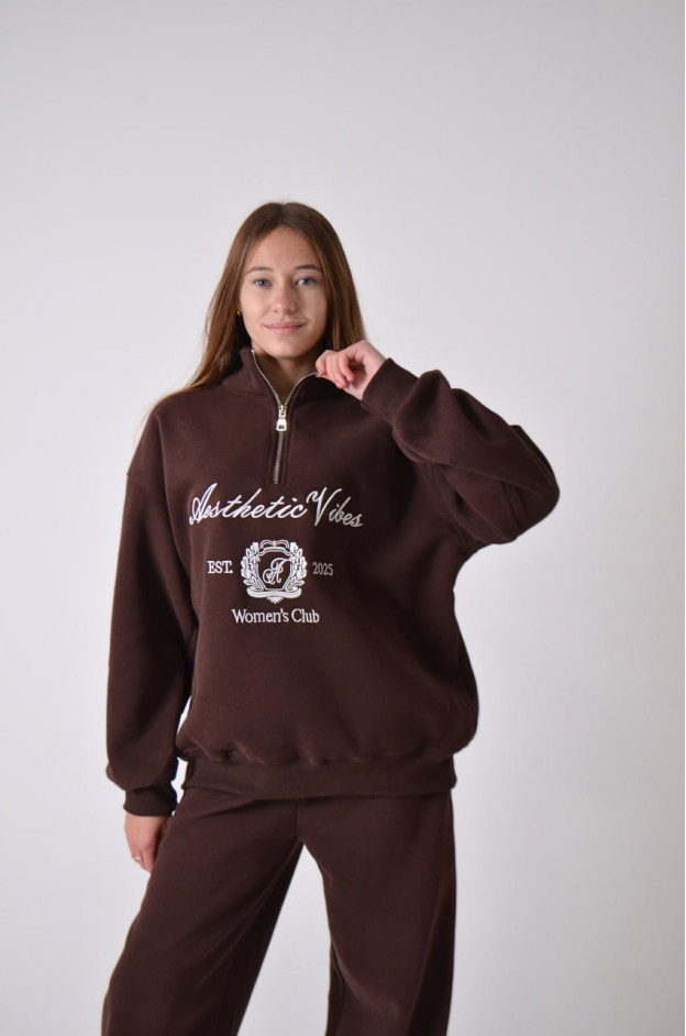 Костюм спорт для дівчинки на зиму 9366 котон/велюр шоколад Women's Club XL(р) 