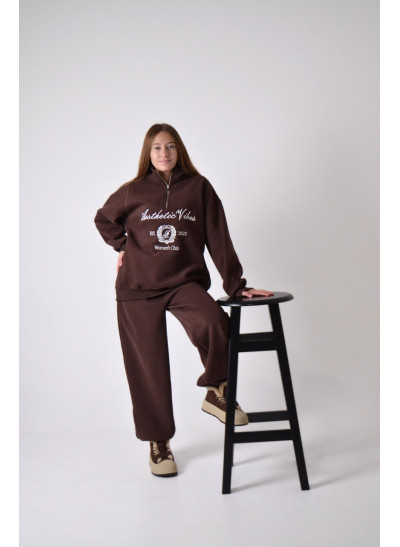 Костюм спорт для дівчинки на зиму 9366 котон/велюр шоколад Women's Club XL(р) 
