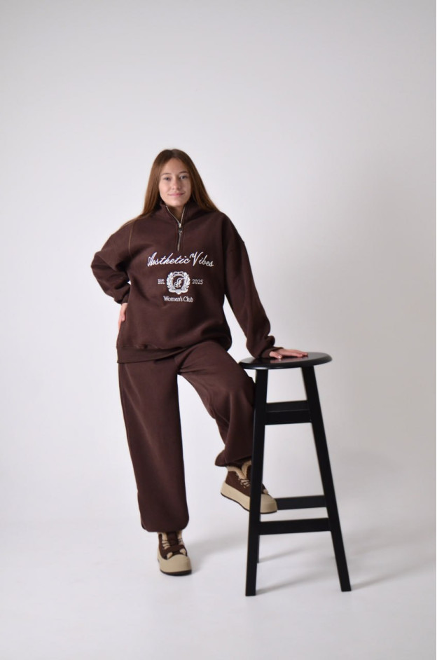 Костюм спорт для дівчинки на зиму 9366 котон/велюр шоколад Women's Club XL(р) 