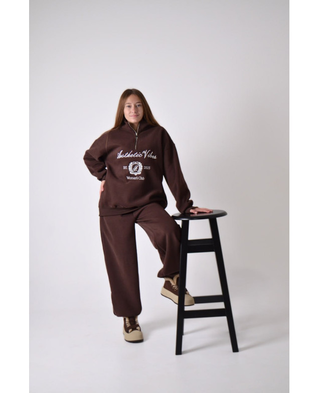 Костюм спорт для дівчинки на зиму 9366 котон/велюр шоколад Women's Club XL(р) 