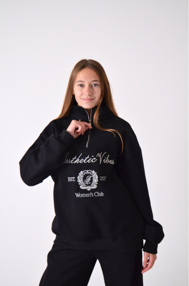 Костюм спорт для дівчинки на зиму 9366 котон/велюр чорний Women's Club M(р)
