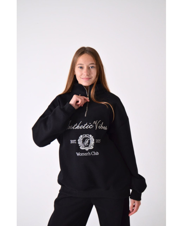 Костюм спорт для дівчинки на зиму 9366 котон/велюр чорний Women's Club M(р)