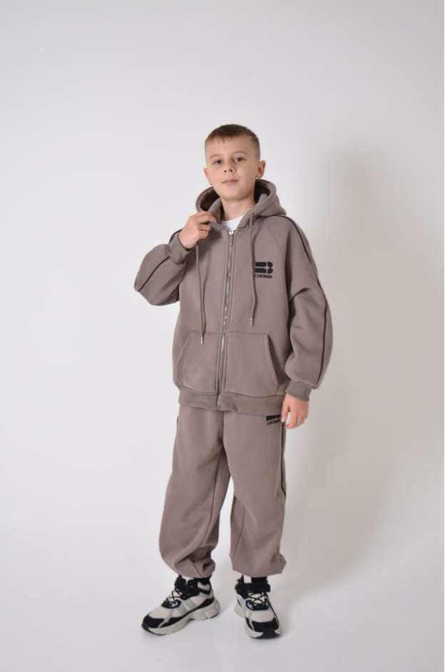 Костюм спорт для хлопчика на зиму 5002 котон/велюр сірий CHEBBIN 130(р) 
