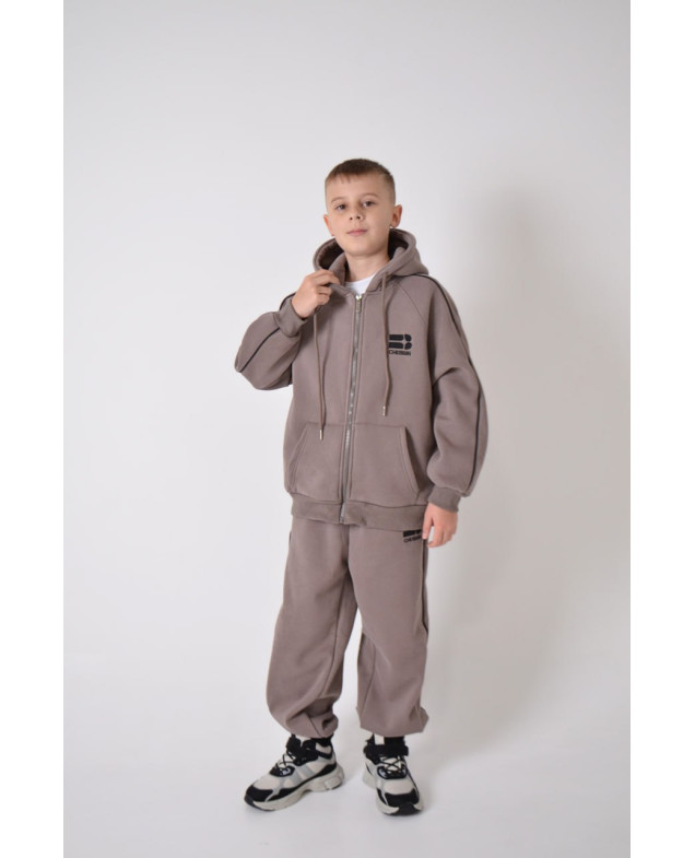 Костюм спорт для хлопчика на зиму 5002 котон/велюр сірий CHEBBIN 130(р) 