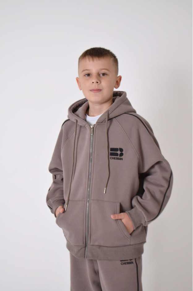 Костюм спорт для хлопчика на зиму 5002 котон/велюр сірий CHEBBIN 130(р) 