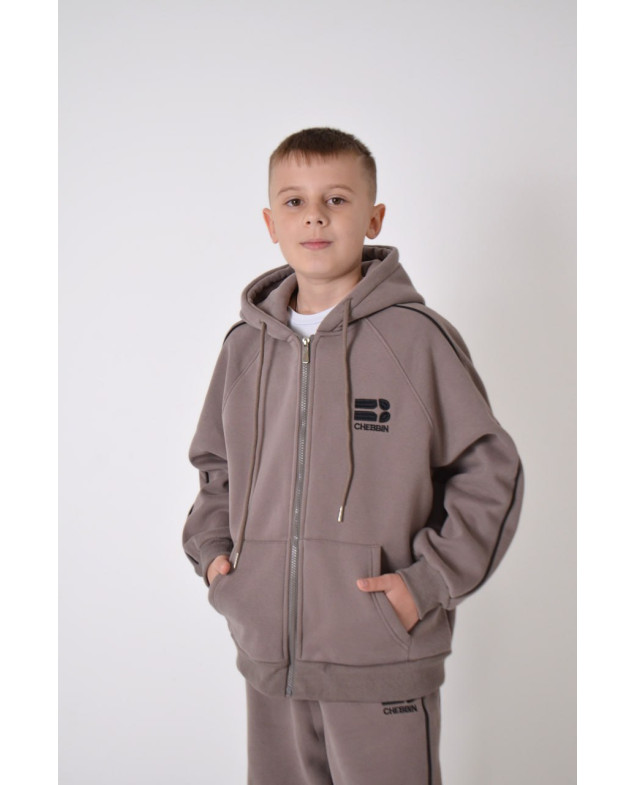 Костюм спорт для хлопчика на зиму 5002 котон/велюр сірий CHEBBIN 130(р) 