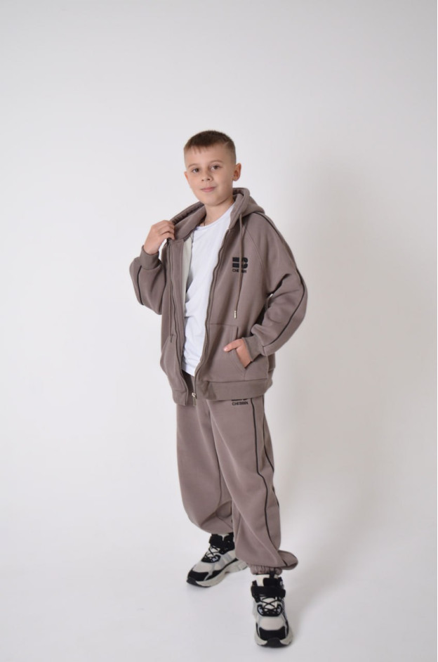Костюм спорт для хлопчика на зиму 5002 котон/велюр сірий CHEBBIN 130(р) 