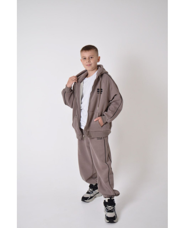 Костюм спорт для хлопчика на зиму 5002 котон/велюр сірий CHEBBIN 130(р) 