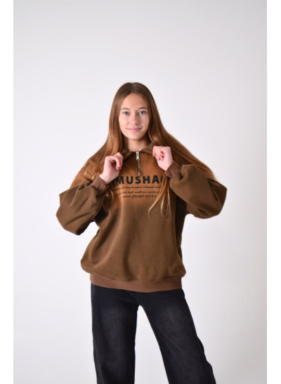 Світшот для дівчинки на зиму S182 котон/велюр коричневий Yimushaon градієнт 120(р)