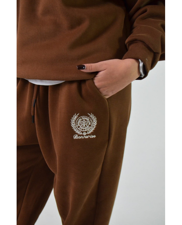 Костюм спорт для дівчинки на зиму K005 котон/велюр коричневий Bonneriee XL(р) 