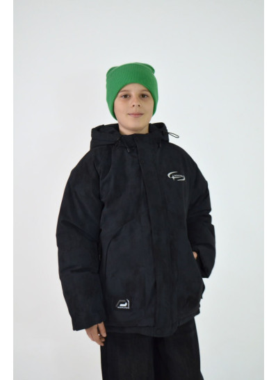 Куртка для хлопчика на зиму M25013 холофайбер/велюр графіт/чорний Designer з окулярами 128(р) 