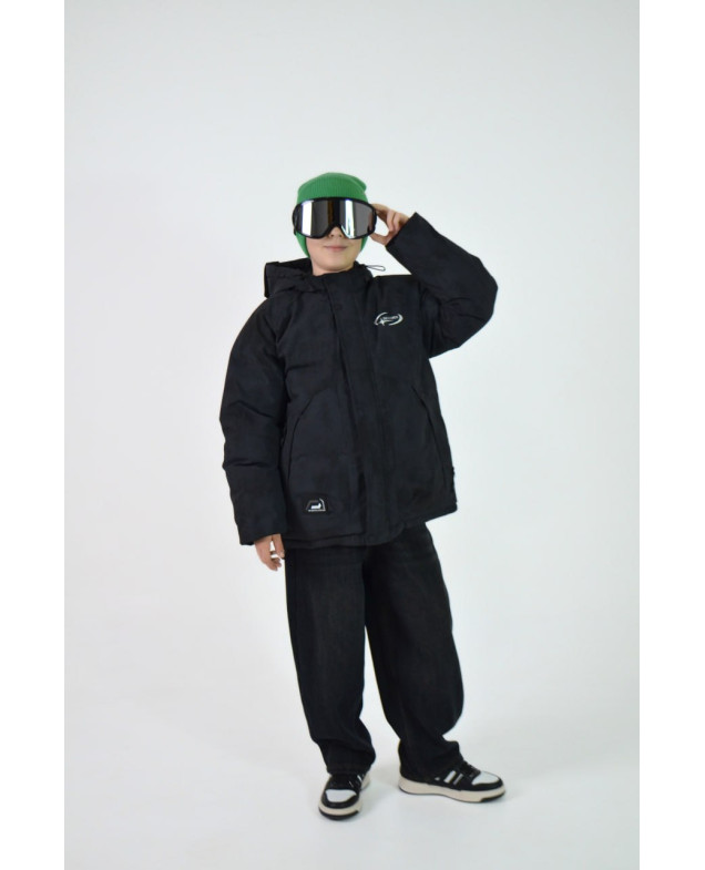Куртка для хлопчика на зиму M25013 холофайбер/велюр графіт/чорний Designer з окулярами 128(р) 