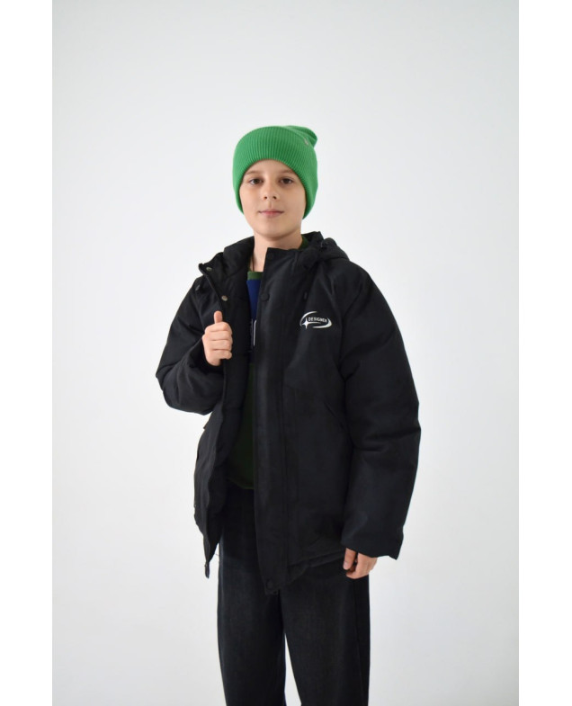 Куртка для хлопчика на зиму M25013 холофайбер/велюр графіт/чорний Designer з окулярами 128(р) 