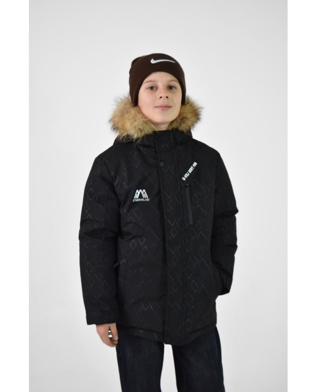 Куртка для хлопчика на зиму M25022 холофайбер/мембрана чорний Studihrloei 140(р)
