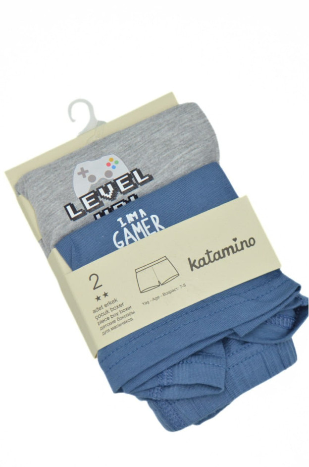 Боксери для хлопчика K128624 котон сірий/джинс Level,набір 2 штуки 7-8(р)