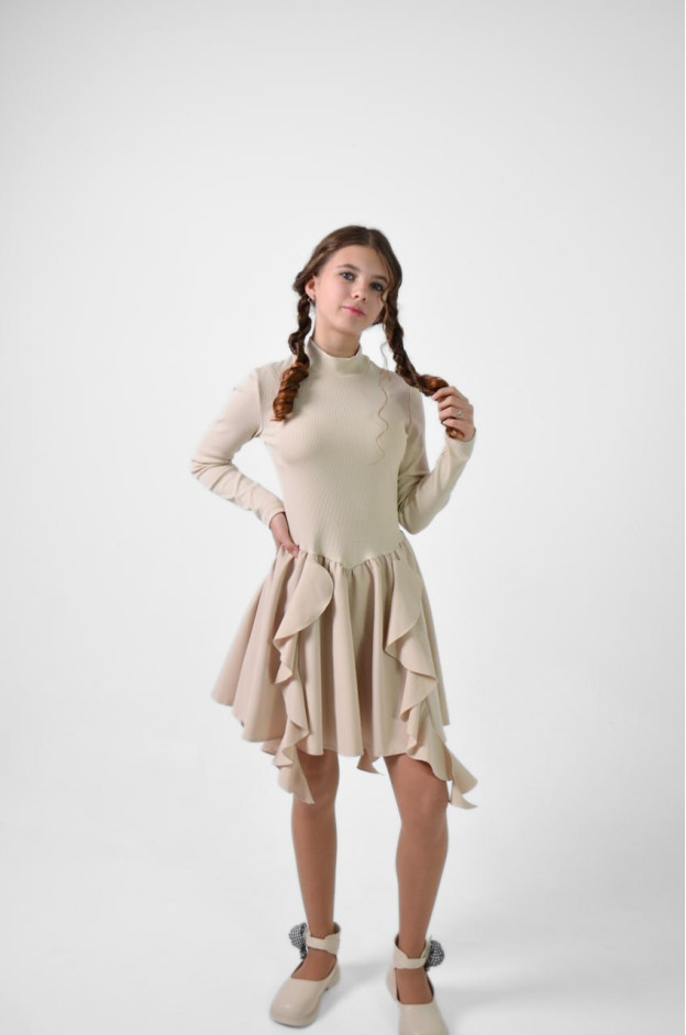 Сукня для дівчинки весна-осінь 998061 котон беж ELINA 146(р) 
