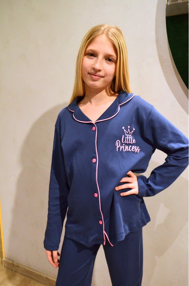 Піжама для дівчинки 82206 котон синій/рожевий Little Princess 140-146(р)